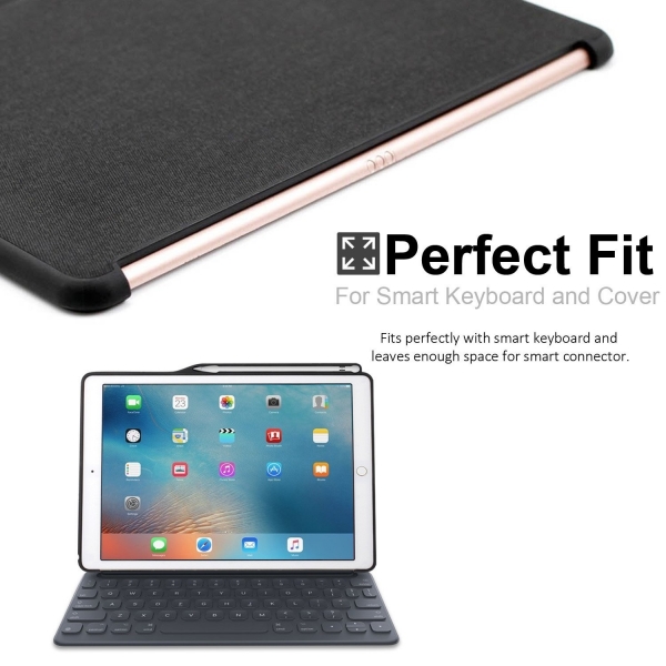 KHOMO iPad Pro Kalem Blmeli Klf (12.9 in)-Twill Gray