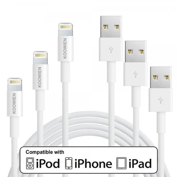 KOOWIEN Apple Lightning Kablo (3 Adet)-White