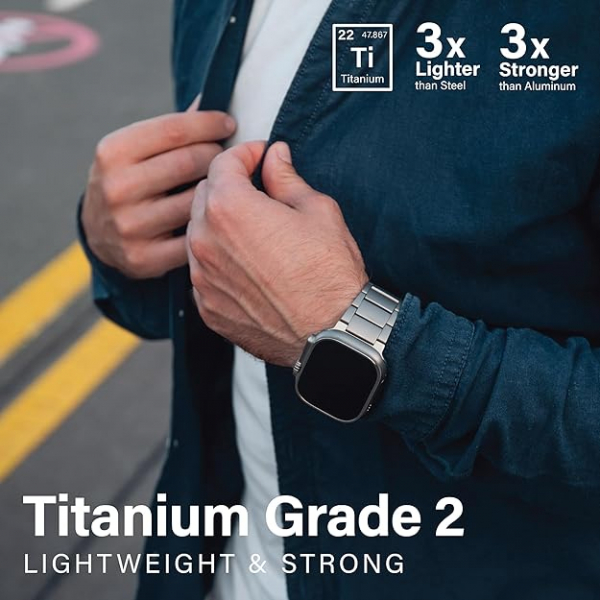 KORDIZ T01 Apple Watch Ultra 2. Nesil Kay -Natural Titanium 