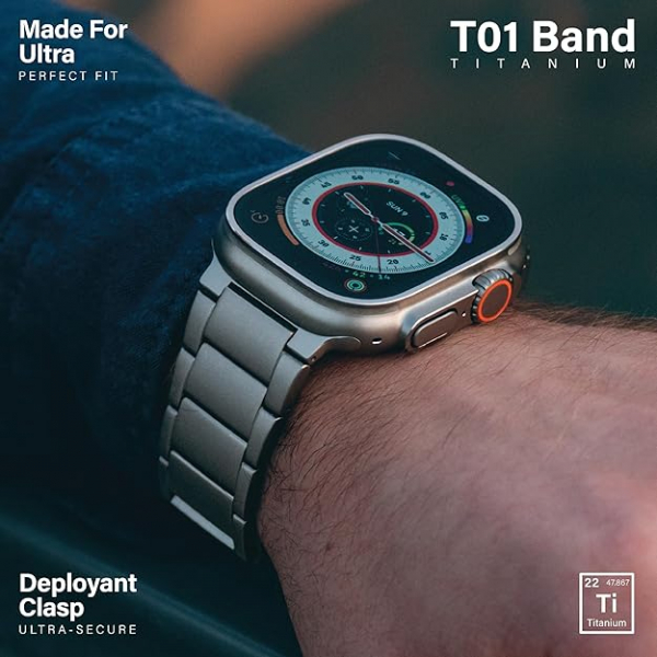 KORDIZ T01 Apple Watch Ultra 2. Nesil Kay -Natural Titanium 