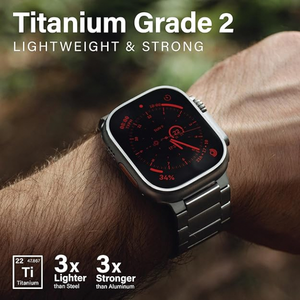 KORDIZ T01 Max Apple Watch Ultra 2. Nesil Kay -Natural Titanium