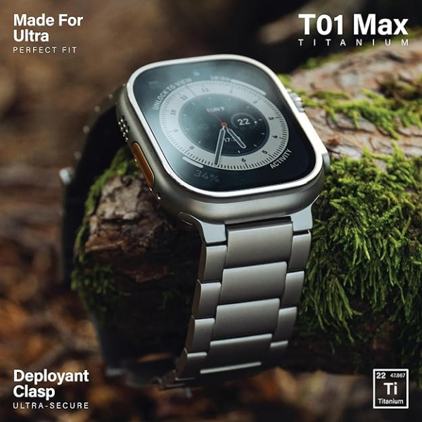 KORDIZ T01 Max Apple Watch Ultra 2. Nesil Kay -Natural Titanium