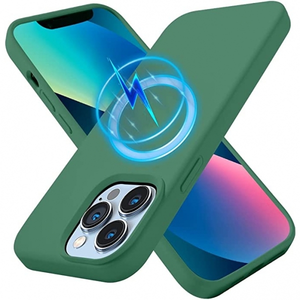 Kimguard Silikon Manyetik iPhone 13 Pro Klf-Green