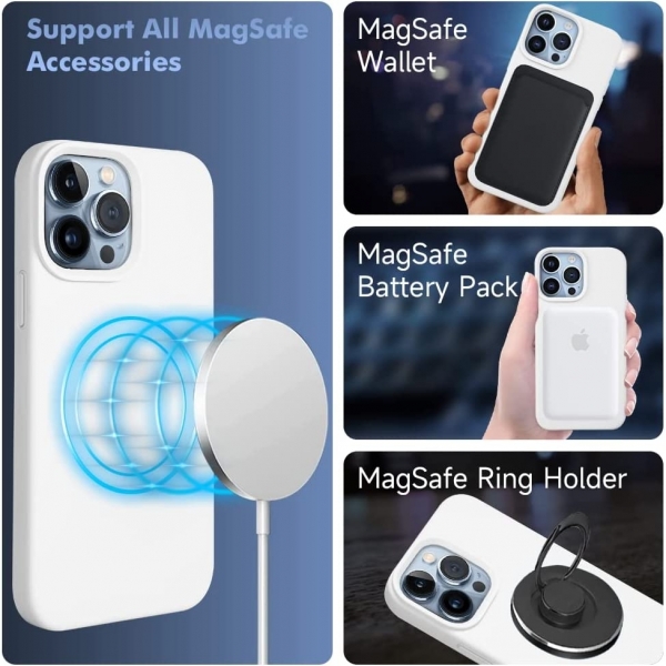 Kimguard Silikon Manyetik iPhone 13 Pro Klf-White