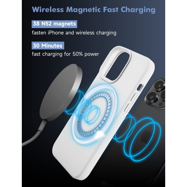 Kimguard Silikon Manyetik iPhone 13 Pro Klf-White