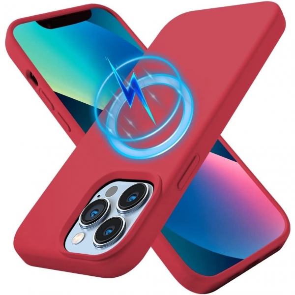 Kimguard Silikon Manyetik iPhone 12 Pro Max Klf-Red