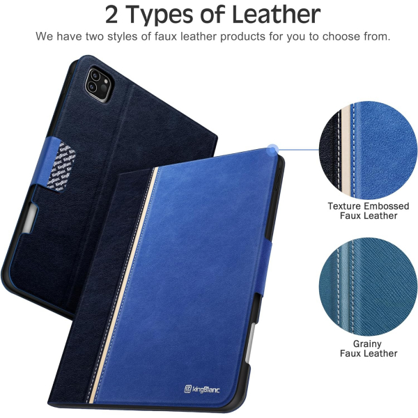 KingBlanc Deri iPad Pro M4 Klf (11 in)-Navy Blue