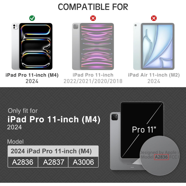 KingBlanc Deri iPad Pro M4 Klf (11 in)-Black Gray