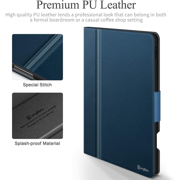 KingBlanc Deri iPad Pro Standl Klf (12.9 in)(6.Nesil)-Blue
