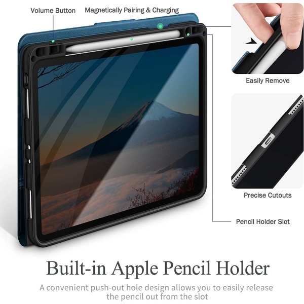 KingBlanc Deri iPad Pro Standl Klf (11 in)(4.Nesil)-Blue