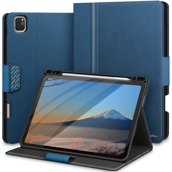 KingBlanc Deri iPad Pro Standl Klf (12.9 in)(6.Nesil)-Blue