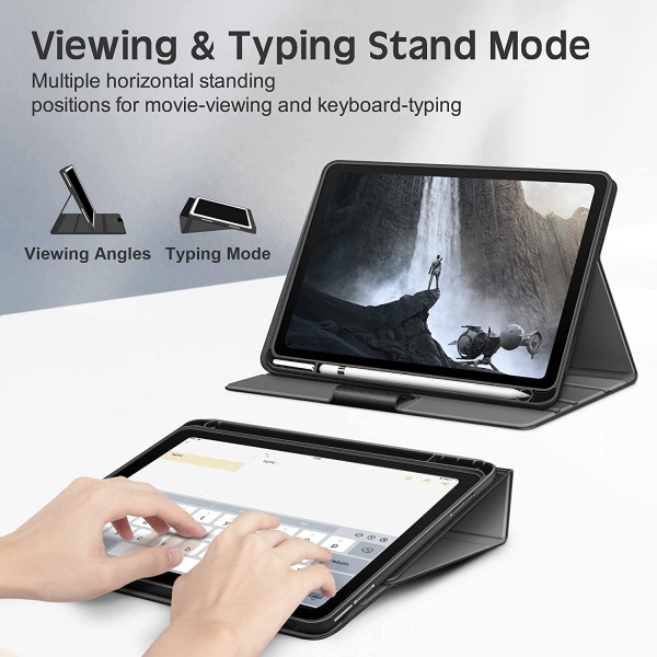 KingBlanc Deri iPad Standl Klf (10.9 in)(10.Nesil)-Black
