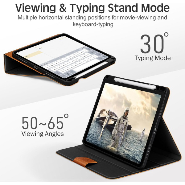 KingBlanc iPad Pro 13 �n� M5/M4 Uyumlu Deri K�l�f-Brown