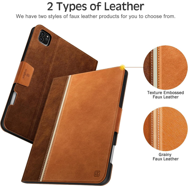 KingBlanc iPad Pro 13 �n� M5/M4 Uyumlu Deri K�l�f-Brown