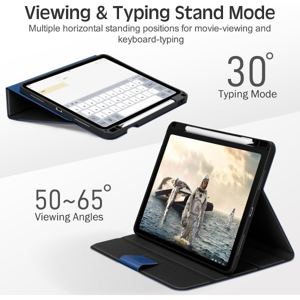 KingBlanc iPad Pro 13 �n� M5/M4 Uyumlu Deri K�l�f-Navy Blue