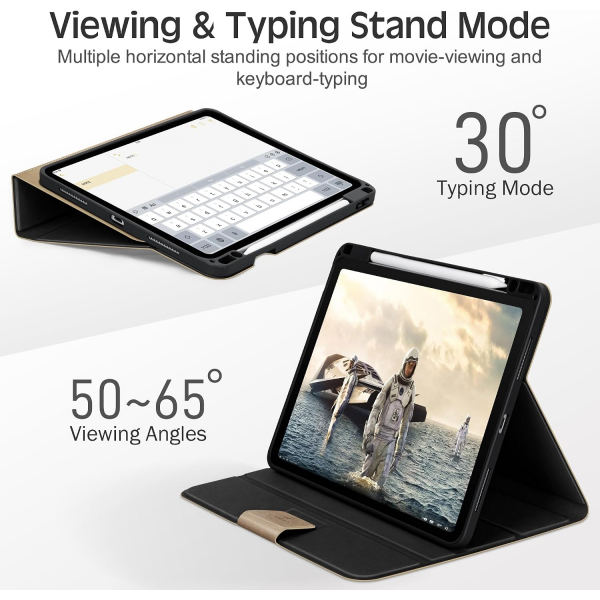 KingBlanc iPad Pro 13 �n� M5/M4 Uyumlu Deri K�l�f-Beige Camel 