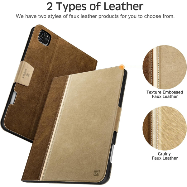KingBlanc iPad Pro 13 �n� M5/M4 Uyumlu Deri K�l�f-Beige Camel 