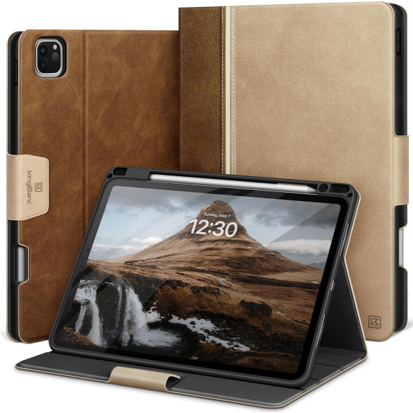 KingBlanc iPad Pro 13 �n� M5/M4 Uyumlu Deri K�l�f-Beige Camel 