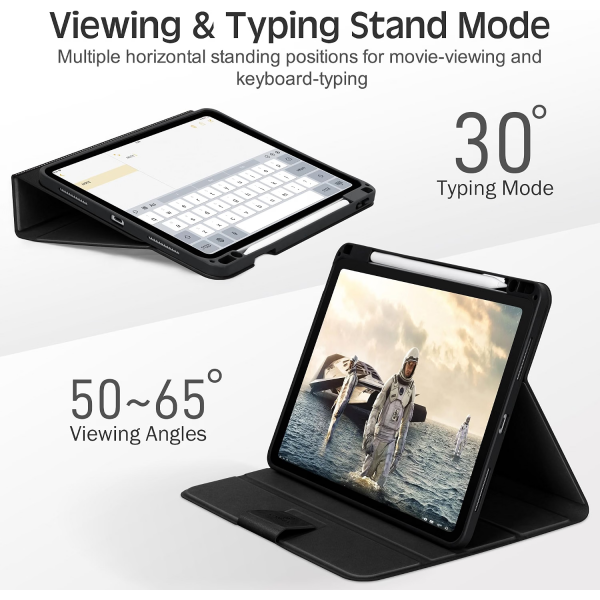KingBlanc iPad Pro 13 �n� M5/M4 Uyumlu Deri K�l�f-Black Gray