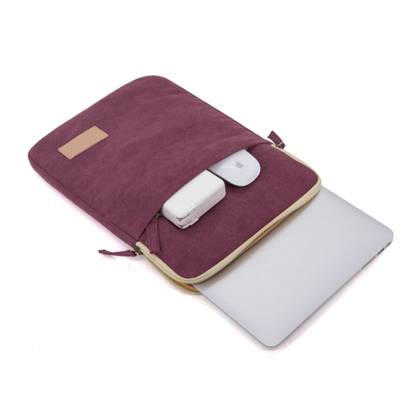 Kinmac Laptop Sleeve Kanvas anta (13-13.3 in)-Wine Red