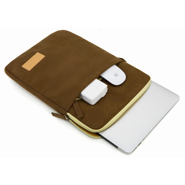 Kinmac Laptop Sleeve Kanvas anta (13-13.3 in)-Coffee