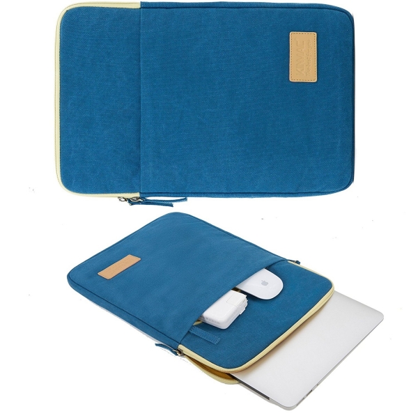 Kinmac Laptop Sleeve Kanvas anta (15-15.6 in)-Blue