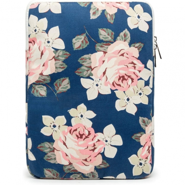 Kinmac Laptop Sleeve Kanvas anta (15-15.6 in)-Blue Rose