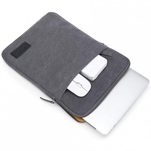 Kinmac Laptop Sleeve Kanvas anta (15-15.6 in)-Grey