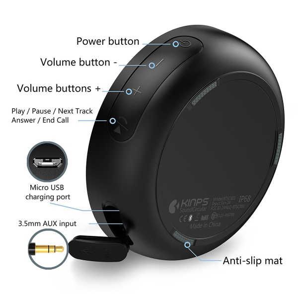 Kinps SoundCircular Bluetooth Hoparlr-Black