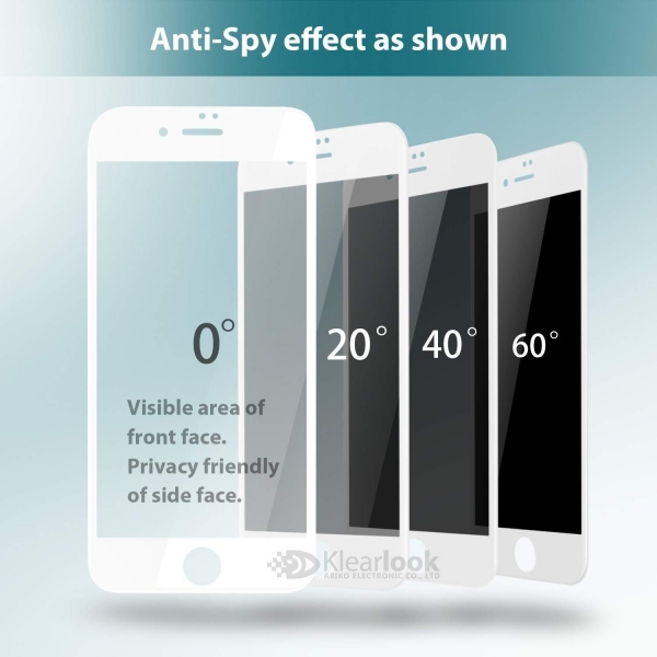Klearlook Apple iPhone 7 Plus Privacy Serisi Temperli Cam Ekran Koruyucu (2 Adet)-Beyaz