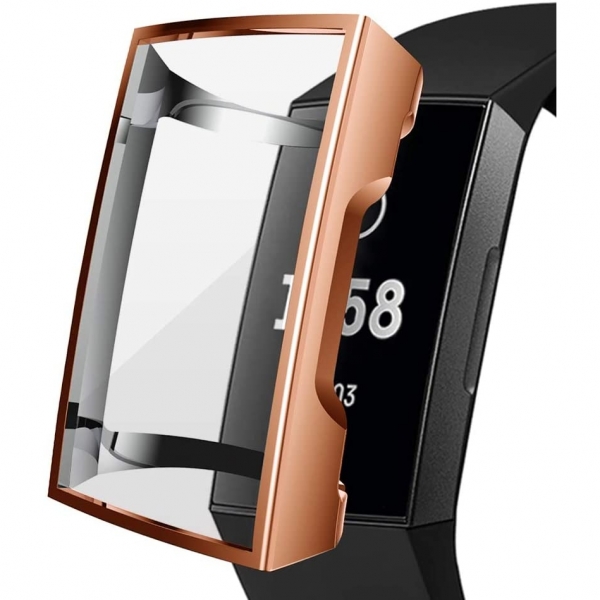 Kmasic Fitbit Charge 3 TPU Koruyucu Klf-Rose Gold