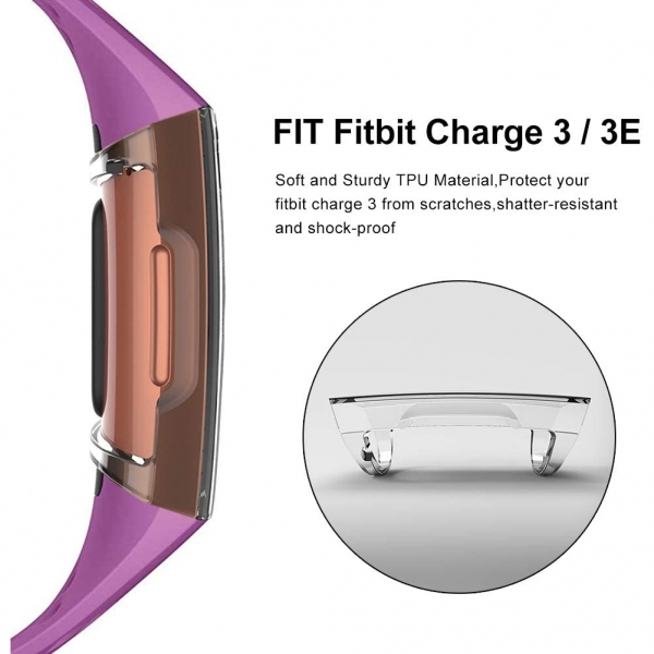 Kmasic Fitbit Charge 3 TPU Koruyucu Klf-Black