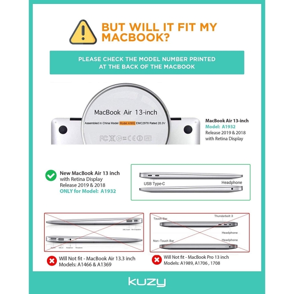 Kuzy MacBook Air Klf (13 in) )(2018)-Clear