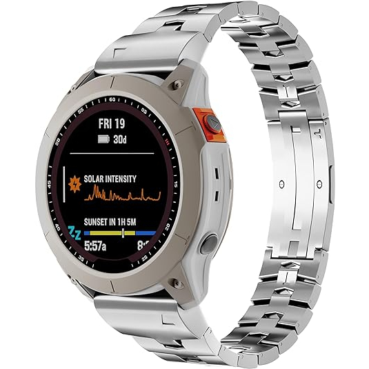 LDFAS Titanyum Garmin Fenix 7X/6X/5X Plus Kay -Silver 3 