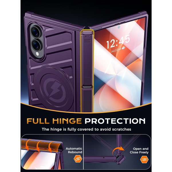 LEIAU Galaxy Z Fold 8 MagSafe Uyumlu �ift Standl� K�l�f-Purple