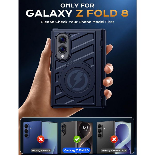 LEIAU Galaxy Z Fold 8 MagSafe Uyumlu �ift Standl� K�l�f-Blue