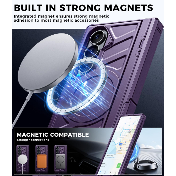 LEIAU Galaxy Z Fold 8 Ultra MagSafe Standl� K�l�f-Purple