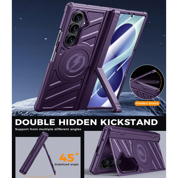LEIAU Galaxy Z Fold 8 Ultra MagSafe Standl� K�l�f-Purple