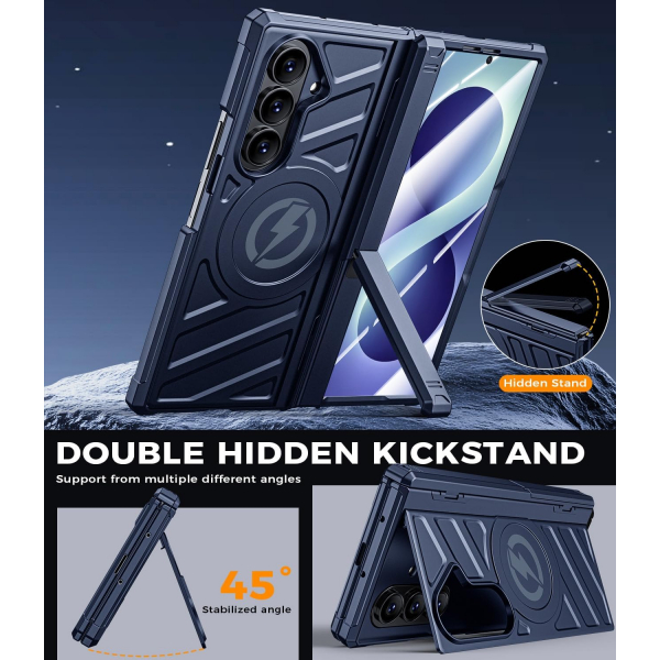 LEIAU Galaxy Z Fold 8 Ultra MagSafe Standl� K�l�f-Blue