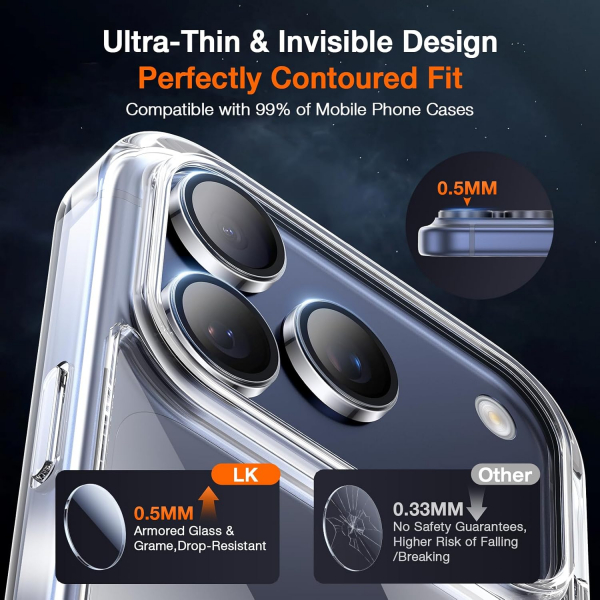 LK iPhone 17 Pro/17 Pro Max Kamera Lens Koruyucu-Transparent
