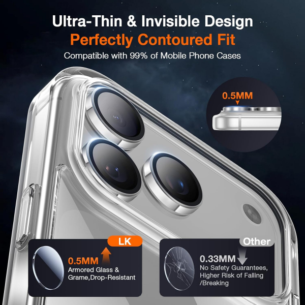 LK iPhone 17 Pro/17 Pro Max Kamera Lens Koruyucu-Silver