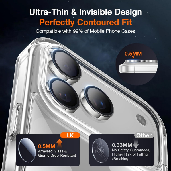 LK iPhone 17 Pro/17 Pro Max Kamera Lens Koruyucu-Titanium Silver