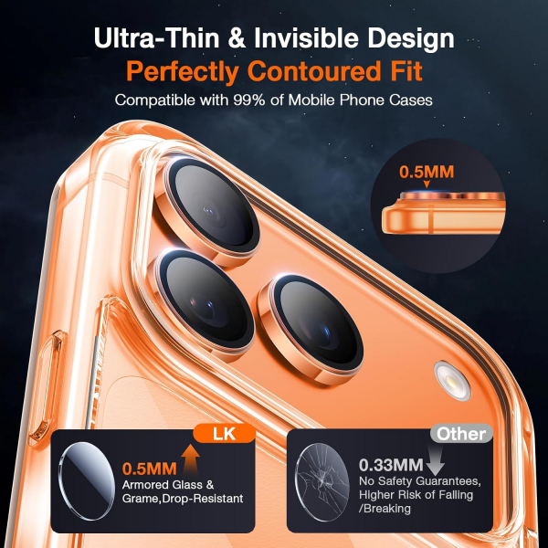 LK iPhone 17 Pro/17 Pro Max Kamera Lens Koruyucu-Cosmic Orange