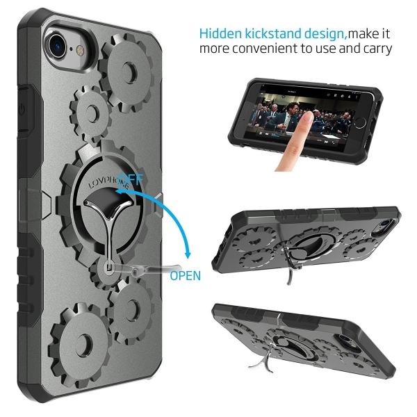 LOVPHONE Apple iPhone 7/8 Kol Band ve Klf (S)-Gunmetal