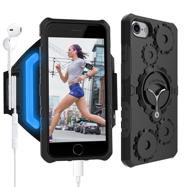 LOVPHONE Apple iPhone 7 Plus/8 Plus Kol Band� ve K�l�f (L)-Black