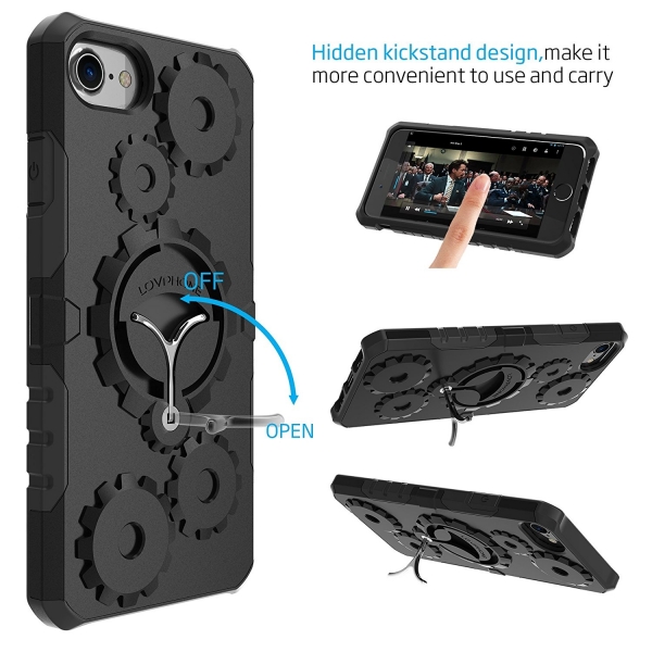 LOVPHONE Apple iPhone 7 Plus/8 Plus Kol Band ve Klf (L)-Black