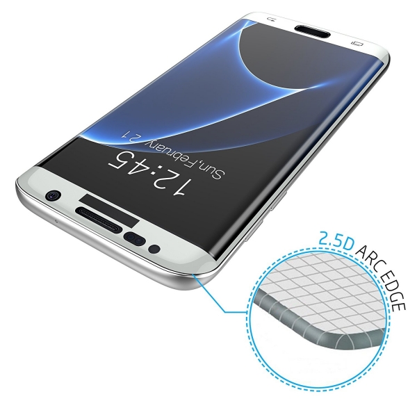 LOVPHONE Samsung Galaxy S7 Edge Temperli Cam Ekran Koruyucu-White