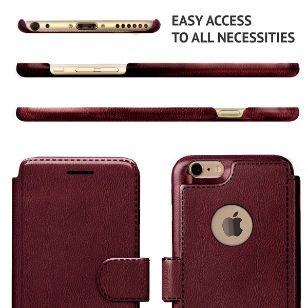 LUPA Apple iPhone 6 / 6S Slim Czdan Klf-Burgundy