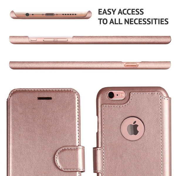 LUPA Apple iPhone 6 / 6S Slim Czdan Klf-Rose Gold