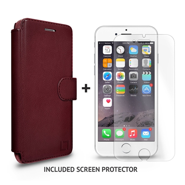 LUPA Apple iPhone 6 / 6S Slim Czdan Klf-Burgundy